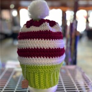 Handmade Grinch Crochet Pom Pom Beanie